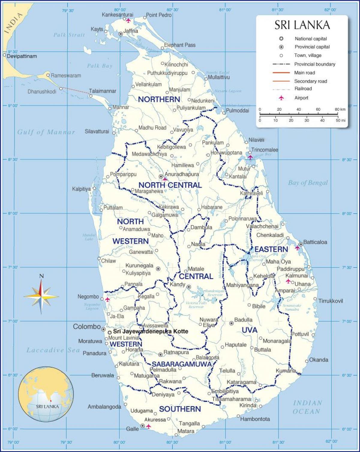 kat jeyografik nan èpòt entènasyonal nan Sri Lanka