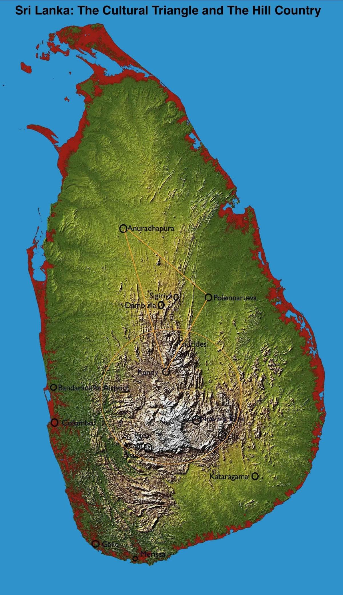 kat jeyografik nan mòn peyi Sri Lanka