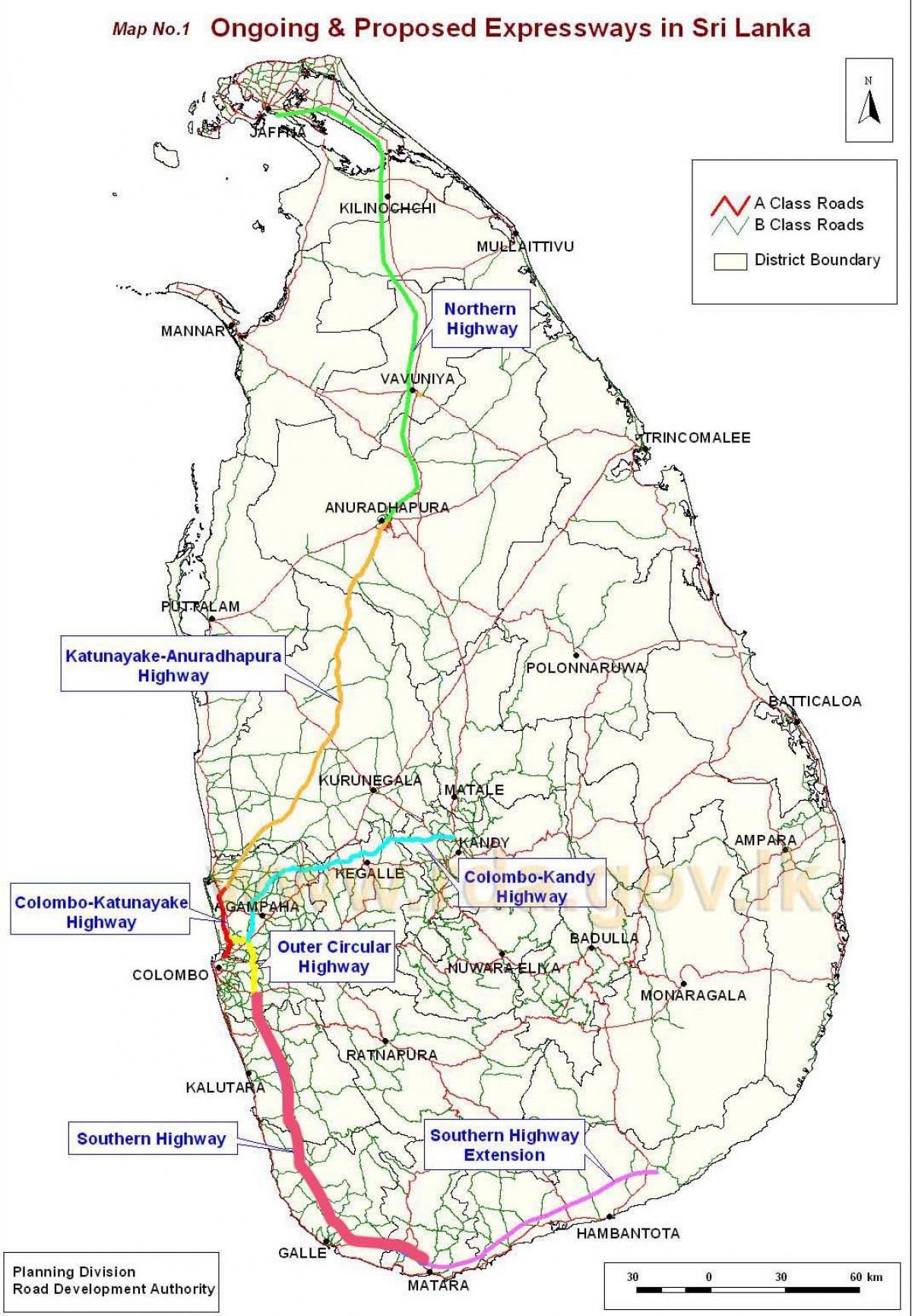 gran wout nan nouvo kat jeyografik la nan Sri Lanka