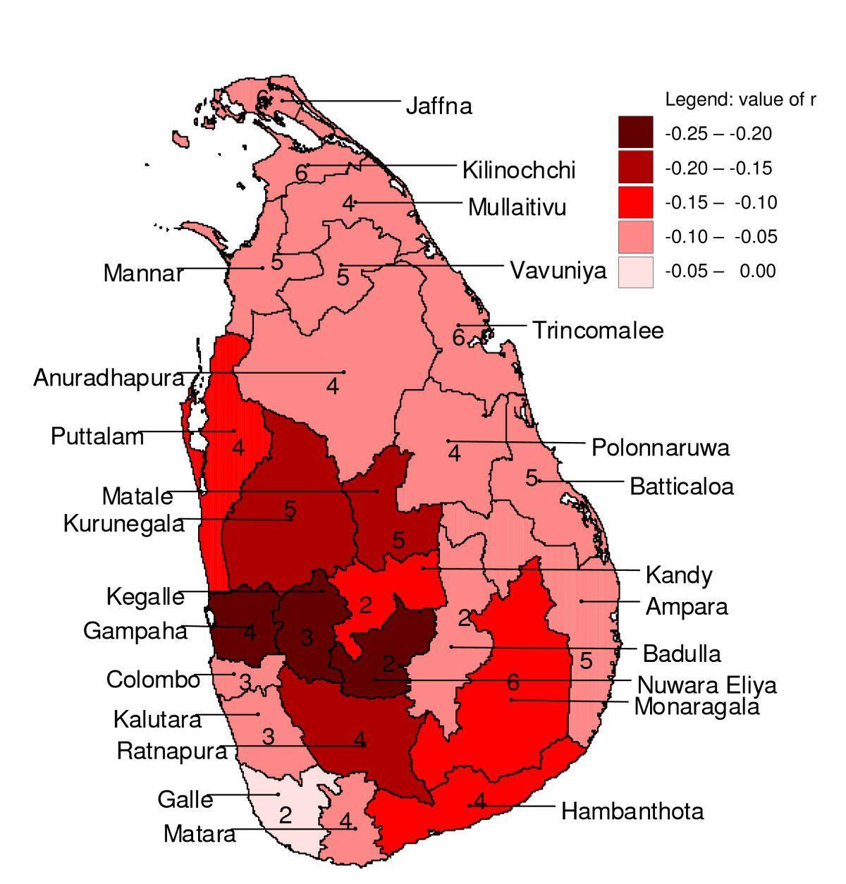 kat jeyografik nan Sri Lanka malarya