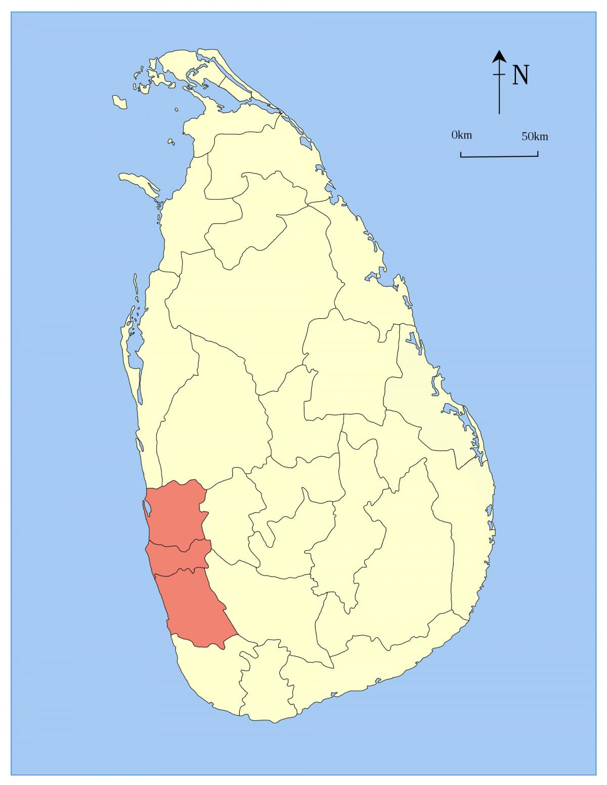 kat jeyografik nan Sri Lanka pwovens lwès la