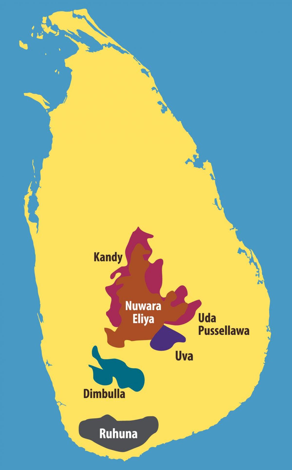 kat jeyografik nan Sri Lanka te plantasyon