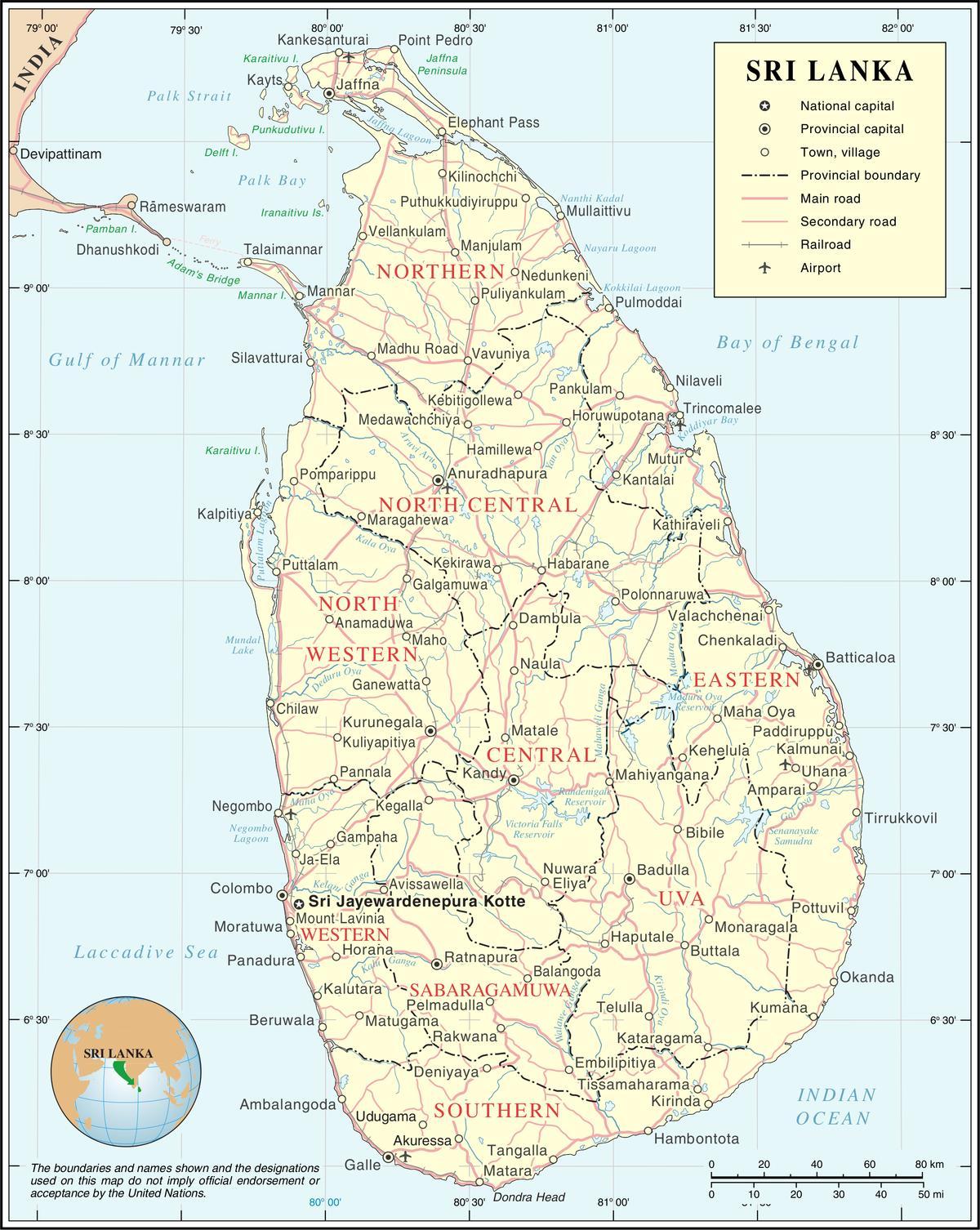 èpòt Sri Lanka kat jeyografik