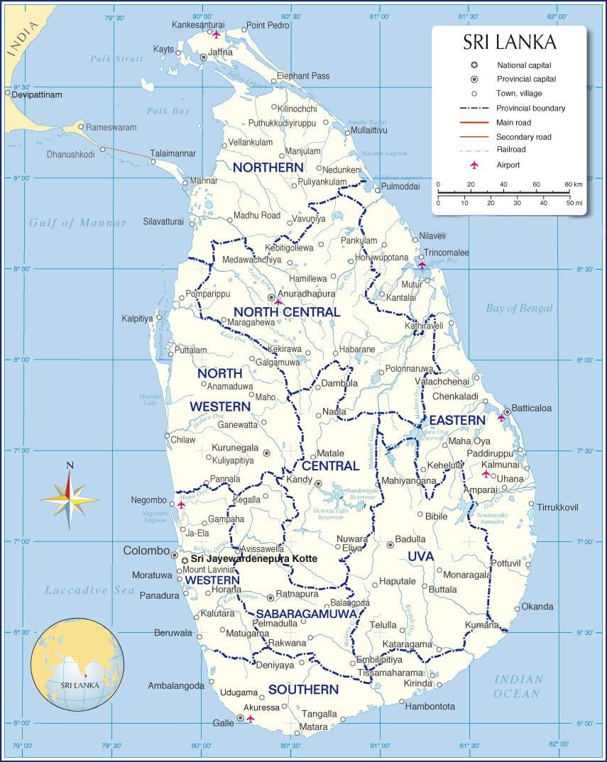 kat jeyografik nan èpòt entènasyonal nan Sri Lanka
