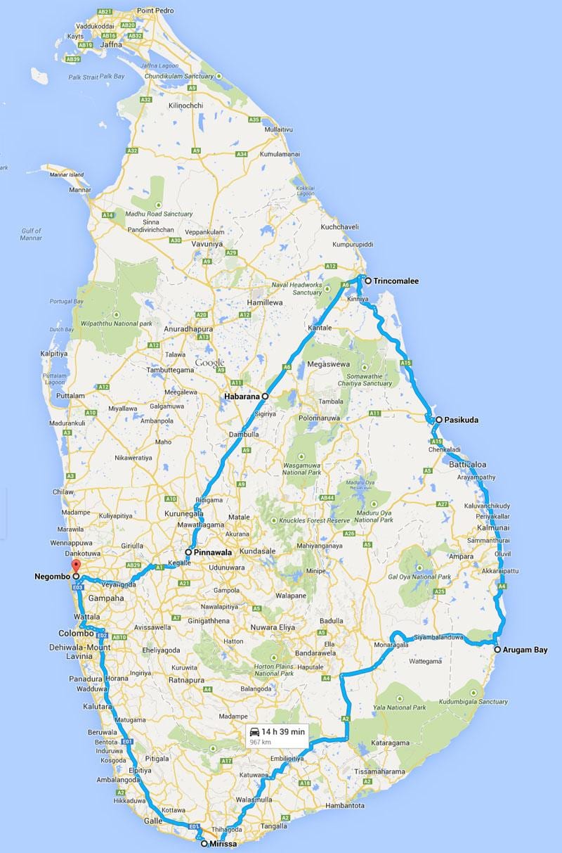 Sri Lanka plaj yo pi byen kat jeyografik