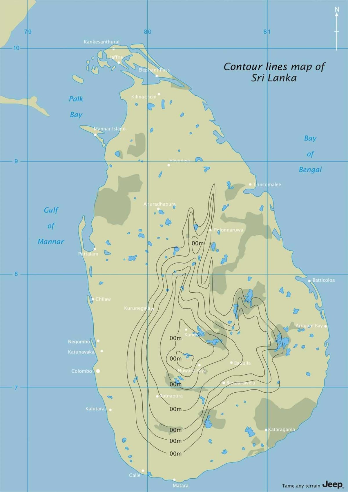kat jeyografik kontou kat jeyografik nan Sri Lanka