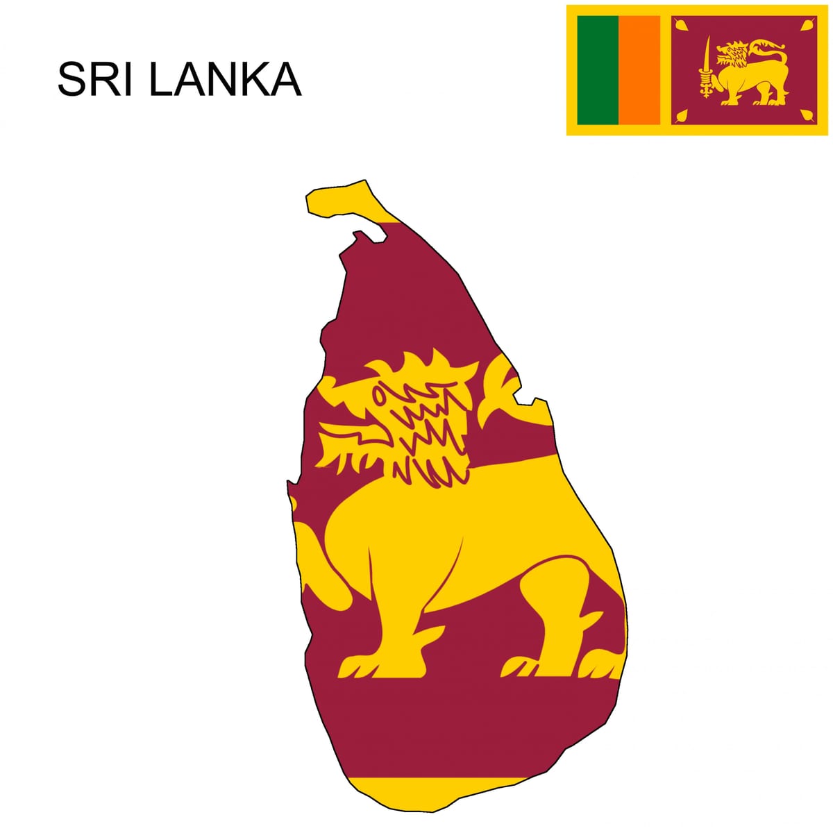 kat jeyografik nan Sri Lanka drapo