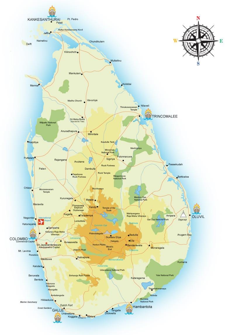 Sri Lanka pwen nan enterè a kat jeyografik