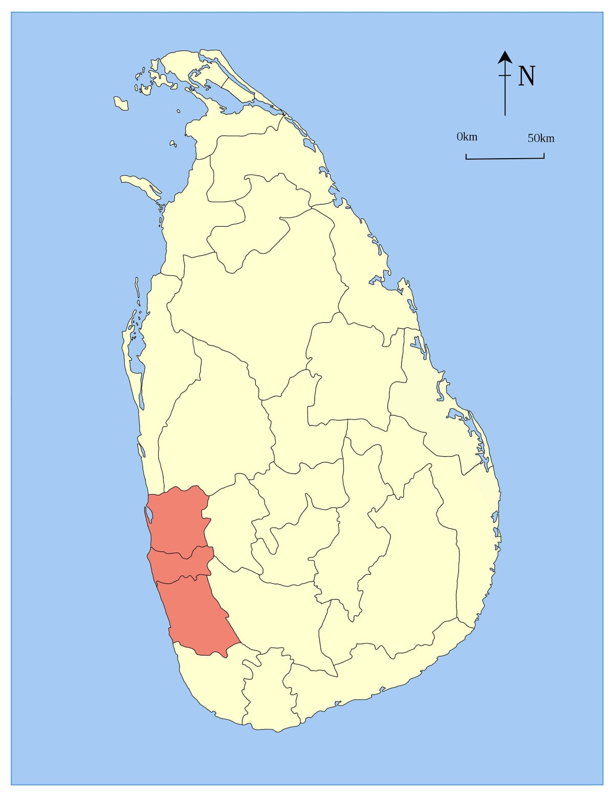 kat jeyografik nan Sri Lanka pwovens lwès la