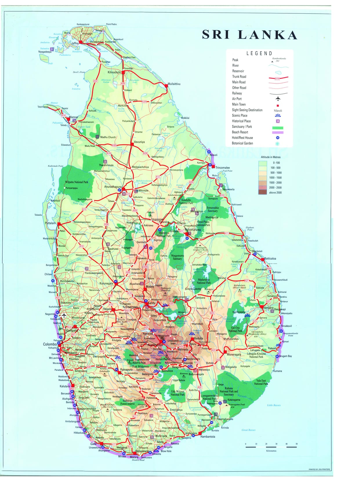 kat jeyografik nan Sri Lanka transpò
