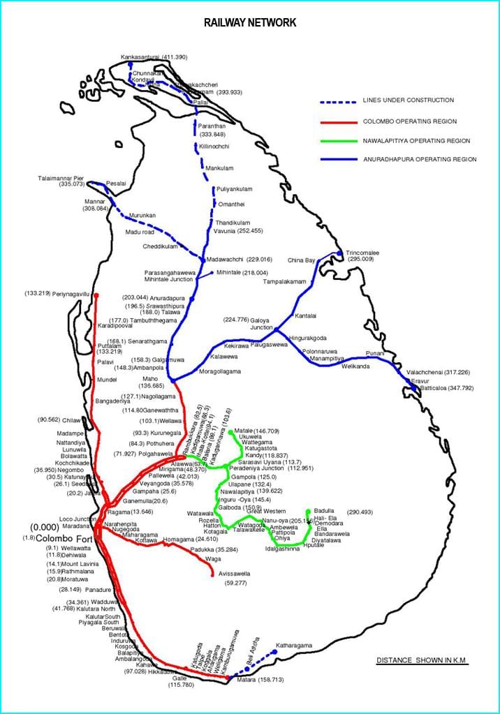 tren wout kat jeyografik Sri Lanka