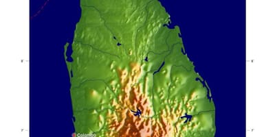 Kat jeyografik nan Sri Lanka elevasyon