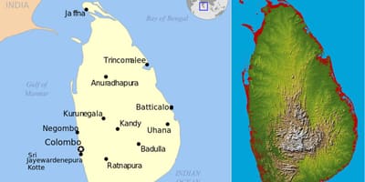 Kat jeyografik nan Sri Lanka topografik